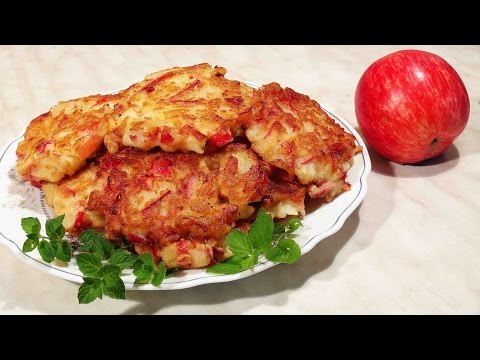 Яблочные оладьи Рецепт. Вкусные оладьи из яблок.
