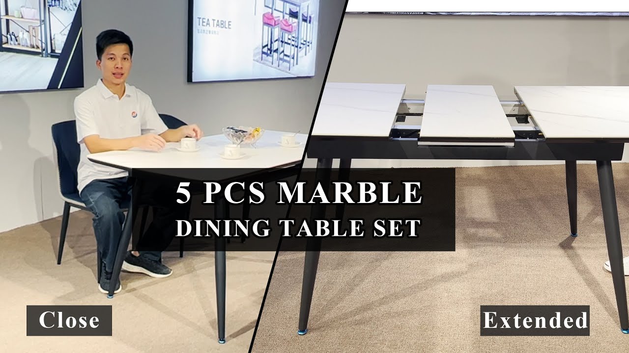 5 piece Marble Dining Table Set - Jason
