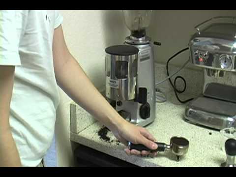 Pulling a shot with Ascaso Dream espresso machine and Mazzer Mini