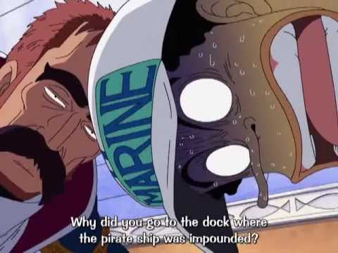 usopp - A funny moment where Usopp gets caught and tries to impersonate a visiting inspector while Robin also doing the same thing. I DO NOT OWN ONE PIECE.