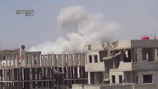 غارات جوية للطيران الحربي والمروحي على أحياء مخيم اليرموك والتضامن و الحجر الاسود جنوب العاصمة دمشق