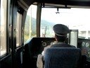 運転手さんがんばってます。JR Central Limited Express Shinano 383 series from Shinonoi to Nagano, front view.