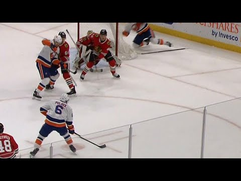 Video: Islanders’ Pulock roofs puck past Forsberg, picks up third point of the night