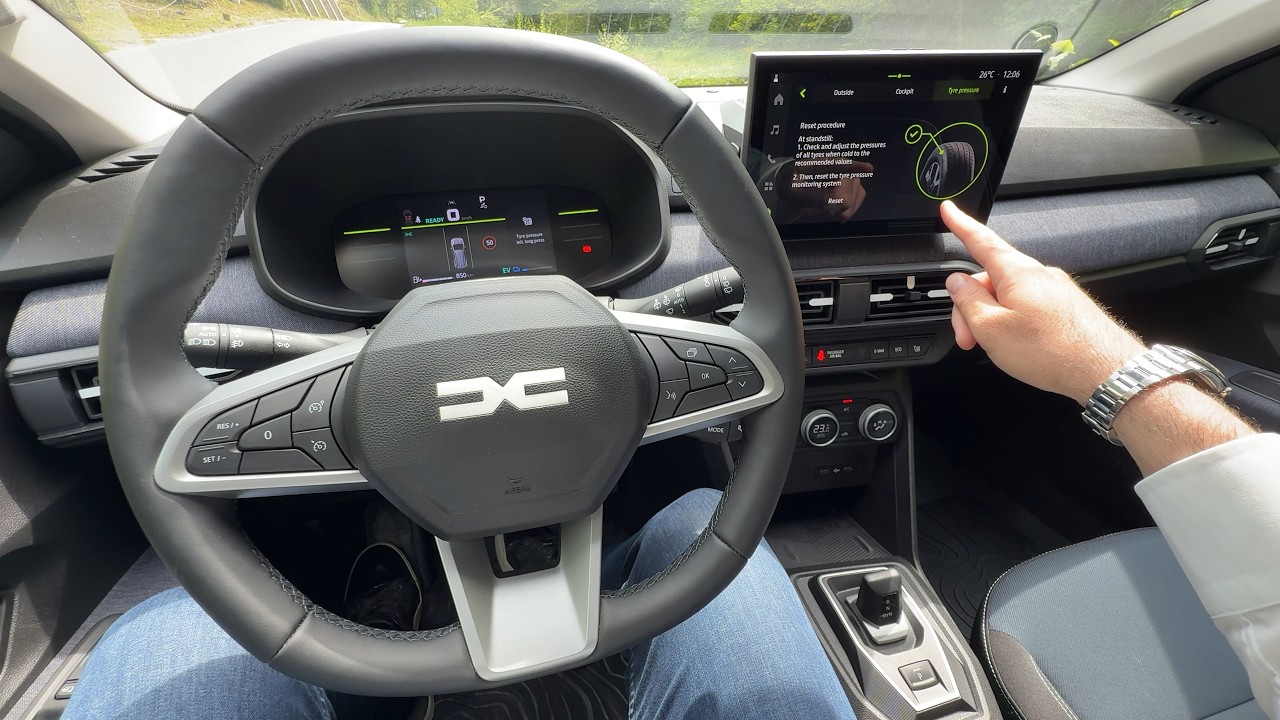 DACIA JOGGER 2026 FACELIFT - how to reset the TIRE PRESSURE MONITORING SYSTEM