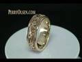 14K Yellow Gold Hand Carved Paisley Design Wedding Band Ring