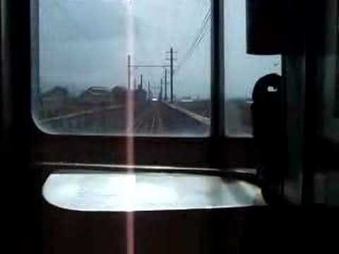 伊予鉄道　郡中線　鎌田～岡田　重信川（出合大橋）通過動画