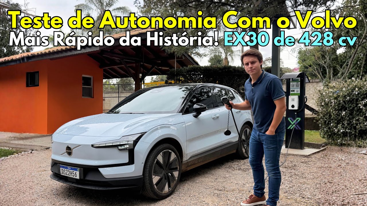 Teste de Autonomia de Volvo EX30 de 428 cv + Recarga na Lenta e Rápida