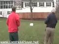 Two old men enjoy the back yard game known as Bag Toss or Corn Hole Two old men enjoy the back yard game known as Bag Toss or Corn Hole