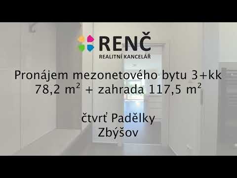 Video Mezonetový byt 3+kk (78,2 m2) se zahradou 117,5 m2, terasou, sklepem 5,4 m2 a dvěma parkovacími míst