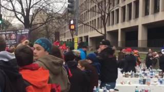 Protestors blocking the entrance to Trump's inauguration