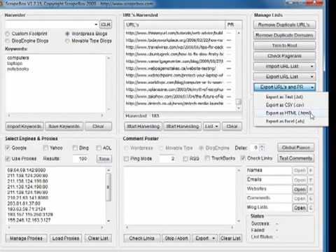 how to harvest urls with scrapebox