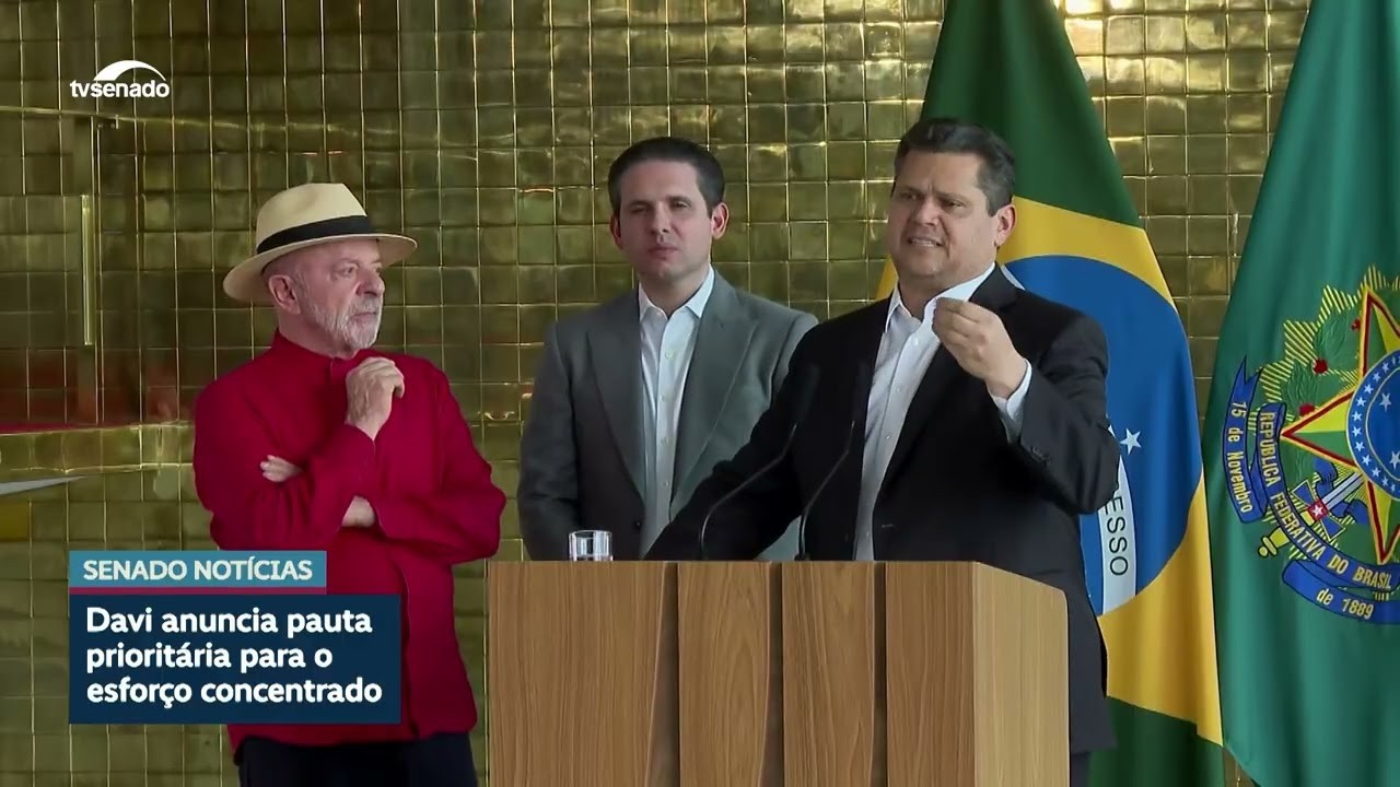 Davi anuncia prioridades do Congresso após reunião com Lula e Hugo Motta