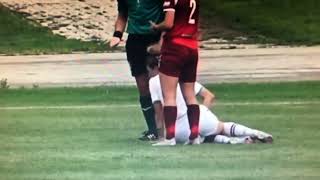 Painful dropkick low blow inflicted on I ... Painful dropkick low blow inflicted on I ...