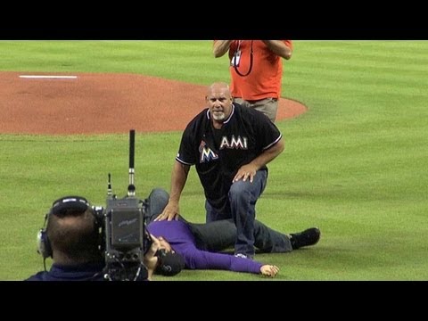 Video: Goldberg crushes guy in purple