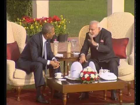 PM Modi and Obama walk the talk at Hydrabad House