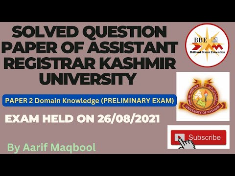 Solved Question Paper of Assistant Registrar Kashmir University|| Exam Held on 26/08/2023| GS Paper2