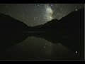Panning star time-lapse with lake reflection Perseid Meteors
