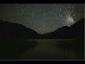 Panning star time-lapse with lake reflection Perseid Meteors
