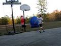 LONGEST AND HIGHEST DUNK EVER--3 POINT LINE!!!