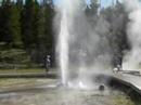 Geyser erupting over the path Geyser erupting over the path