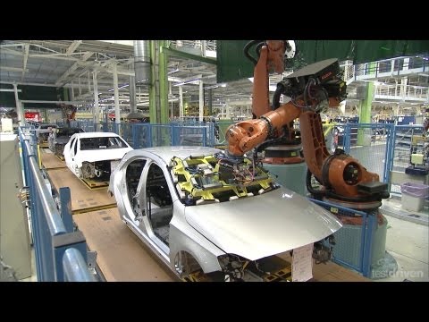 Production - Footage of the new Mercedes A-Class production line at the Rastatt plant in Germany.