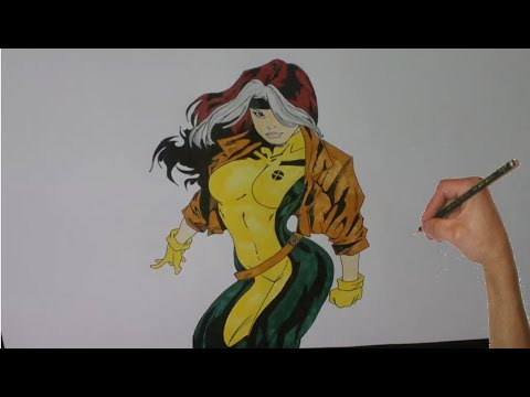 how to draw rouge from x-men step by step