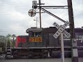 a trio of mk rebuilt sd40m-2's street running on 9th street in colton, ca over former pacific electric territory.

crossings protected by mechanical flagman 