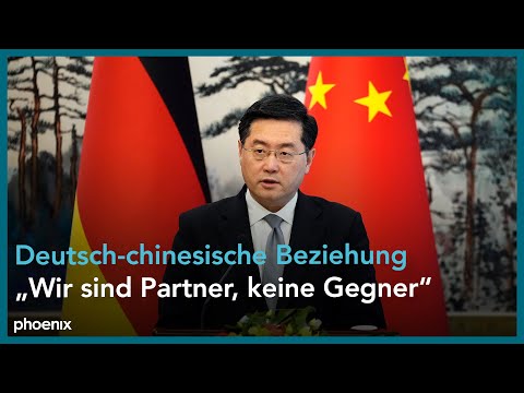 China/Deutschland: Außenminister Quin Gang und Annalena Baerbock nach ihrem gemeinsamen Treffen am 14.04.23