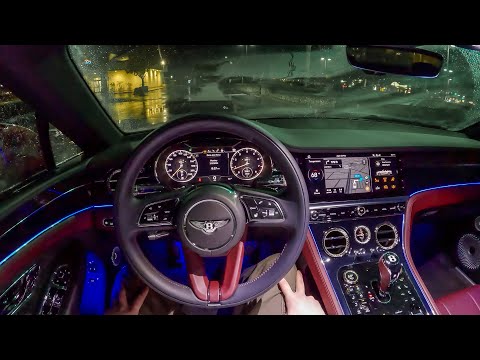 2023 Bentley Continental GTC Azure - POV Rainy Night Drive (Binaural Audio)