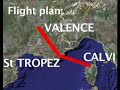 Flightplan: Valence to Calvi (Northern Corsica)