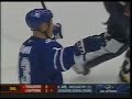 with time running down on toronto's season, mats sundin puts the team on his back to try and get them to the post season.
first period scoring -
tor, m. sundin (24) (k. wellwood, b. mccabe), 17:27 
second perdio scoring - 
tor, m. sundin (25) (k. wellwood, b. mccabe), 00:49
tor, n. antropov (11) (m. sundin, t. kaberle), 18:08 
third period scoring -
tor, m. sundin (26) (k. wellwood, b. mccabe), 03:11
tor, m. sundin (27) (n. antropov, a. berg), 11:10 
game tied, 5-5. 
overtime
tor, t. kaberle (8) (m. sundin, d. tucker), 04:49

*thanks to ao for uploading.