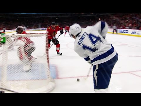 Video: Kunitz scores shorthanded goal from behind the net after banking puck off Glass