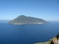 A jet fighter blows by Lipari Island (Sicily)