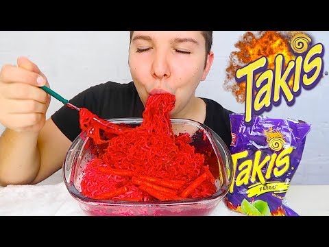 *BIG BITES* Fire Hot *TAKIS FUEGO* Flamin' Hot Spicy Ramen Noodle Challenge *NO TALKING* • MUKBANG