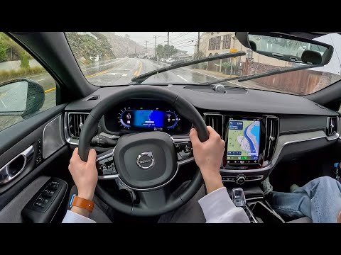 2024 Volvo S60 Recharge Ultimate - POV Rainy Day Drive (Binaural Audio)