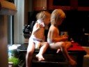 Cheers!!  Sweet Toddler Twins Toasting Another in German