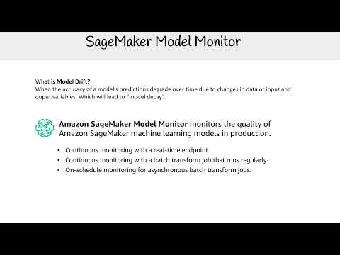 Monitoring Models with SageMaker Model Monitor - AWS AI Practitioner AIF-C01