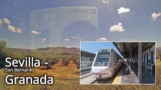 Sevilla - Granada train side view video with map. part