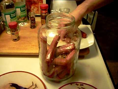 pickeled - a christmas present for the boss...now remember these are smaller sausages (they pickle quicker)