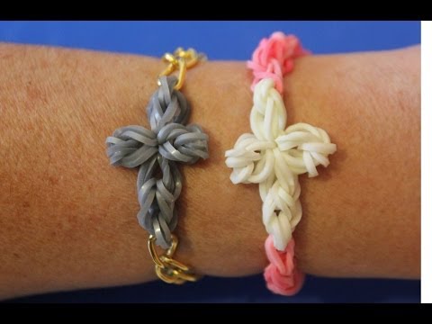 Cómo hacer una pulsera de gomitas con cruz de gomas