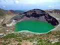 Zao mountains panorama, Okama acid green lake.