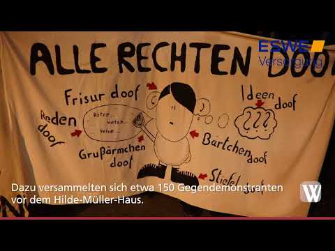 Demo gegen die AfD vor dem Hilde-Mller-Haus in Wiesb ...