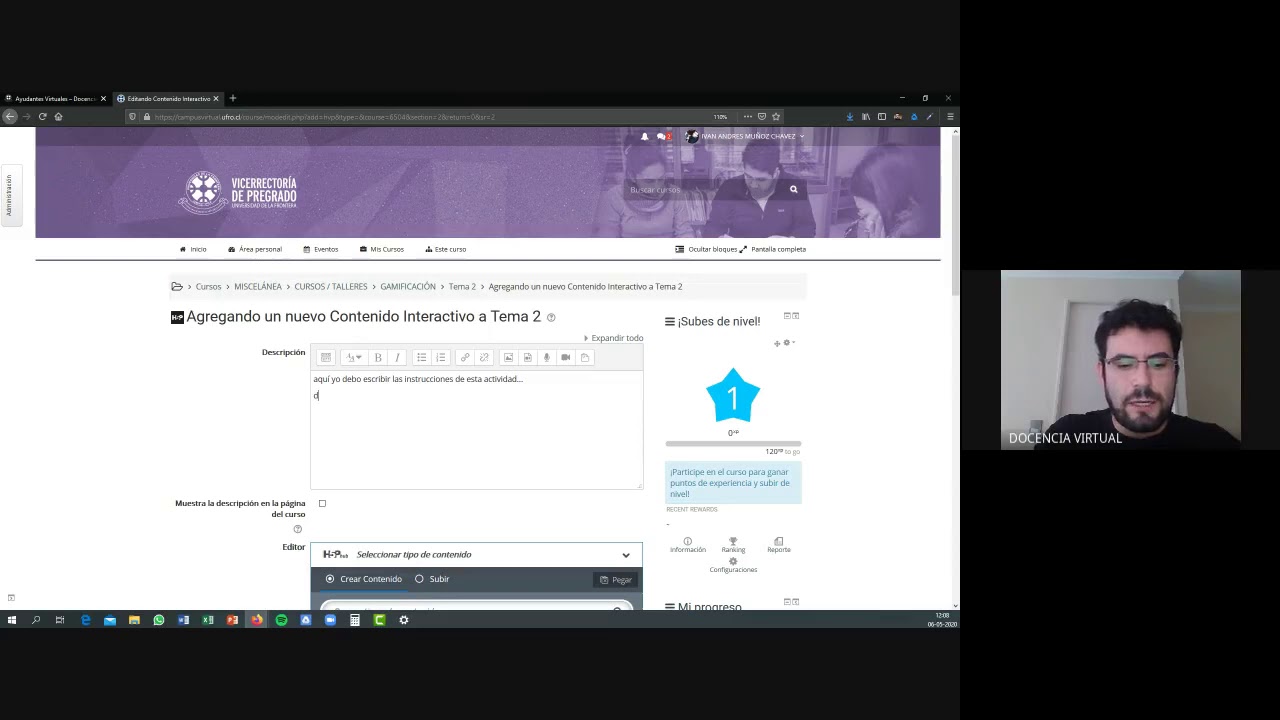 Creación de actividad H5P en Campus Virtual