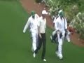 Tiger Woods hits a tee shot at #13 at The Masters