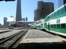 GO 1413 Lakeshore E and Brampton trains arriving at Union