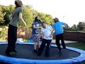 Man falling off a Trampoline