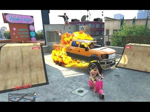 GTA 5 Funny Moments Faggio Glitch Truck Party (GTA Online Strippers & SP33DY Glitch Funny Moments)