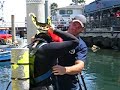 Commercial diver suit up