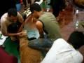 Memotong daging korban Memotong daging korban