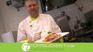 Gebratene Kalbswürfel | Kürbis-Fenchel-Apfelgemüse | Petersilien-Püree | Rote Bete Schaum | Rezeptempfehlung Topfgucker-TV